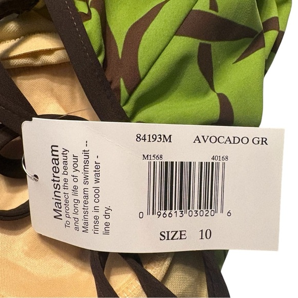 🌺MAINSTREAM Full Coverage Blouson One Piece Swimsuit in Avocado Green/Brown🌺 - Picture 8 of 11